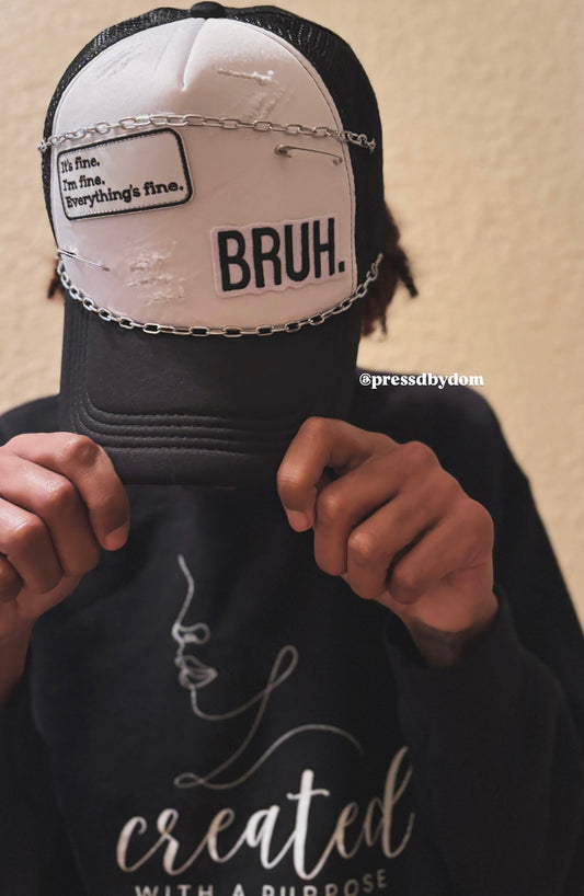 Everything's Fine Distressed Trucker Hat