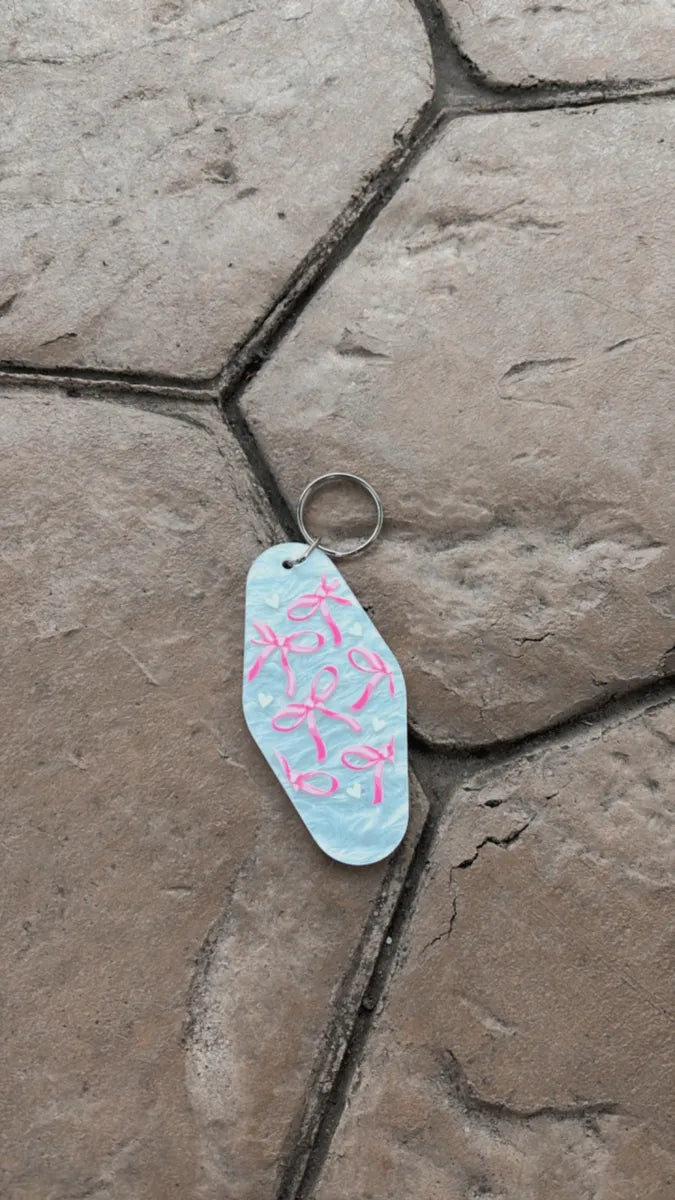 Coquette Bows & Cherries Retro Motel Keychains