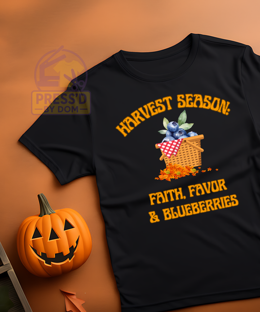 🍂 Harvest Season: Faith, Favor & Blueberries Tee