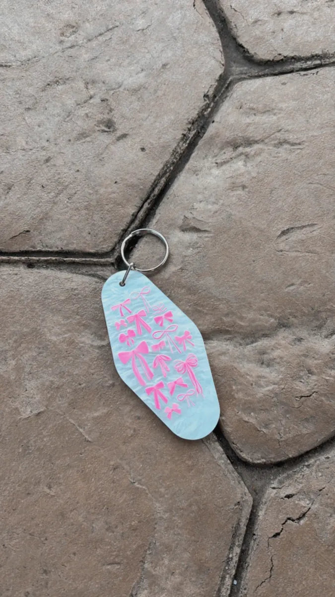 Coquette Bows & Cherries Retro Motel Keychains