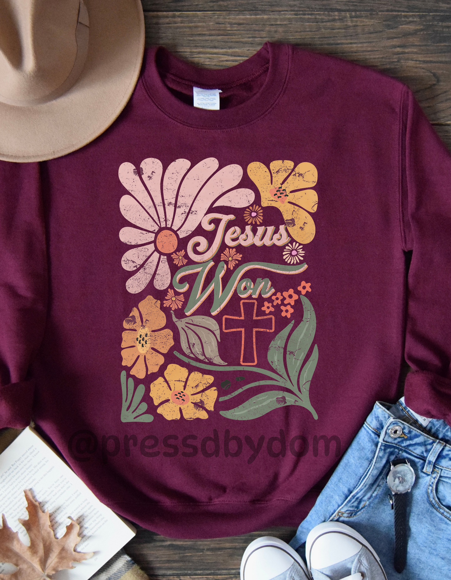 Jesus Won Sweatshirt | Retro Christian Graphic Pullover | Faith Apparel