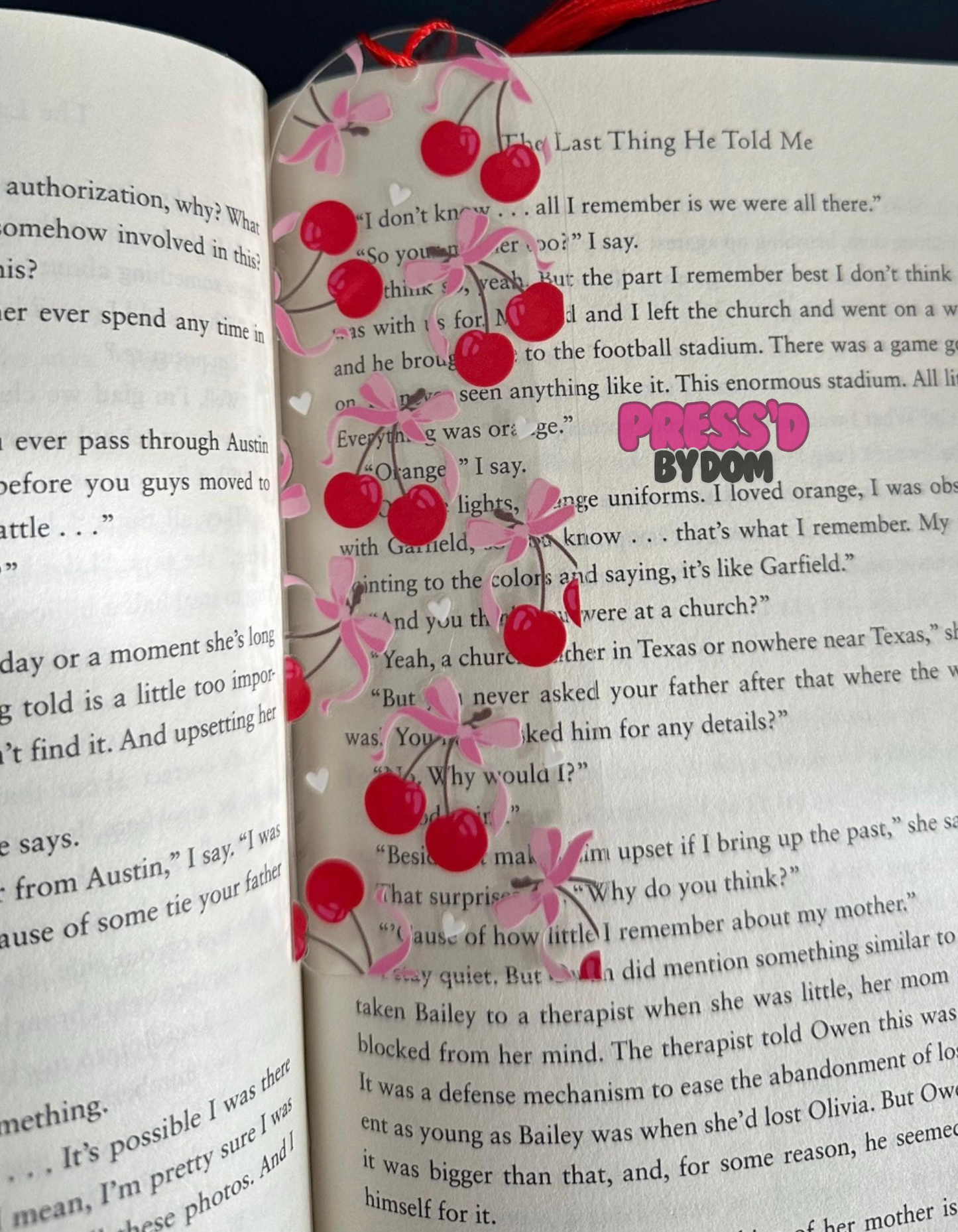 Cherries and Bows Acrylic Bookmark