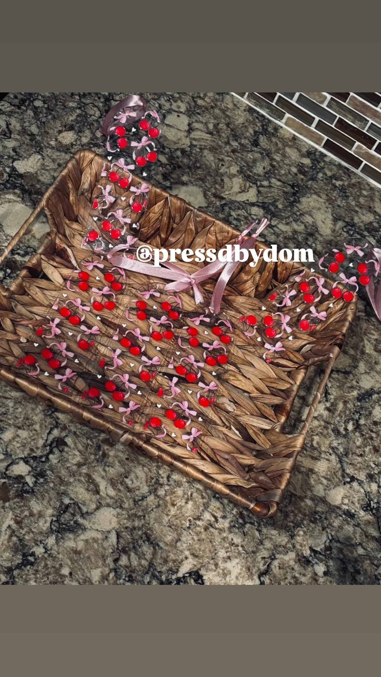 Cherries and Bows Acrylic Bookmark