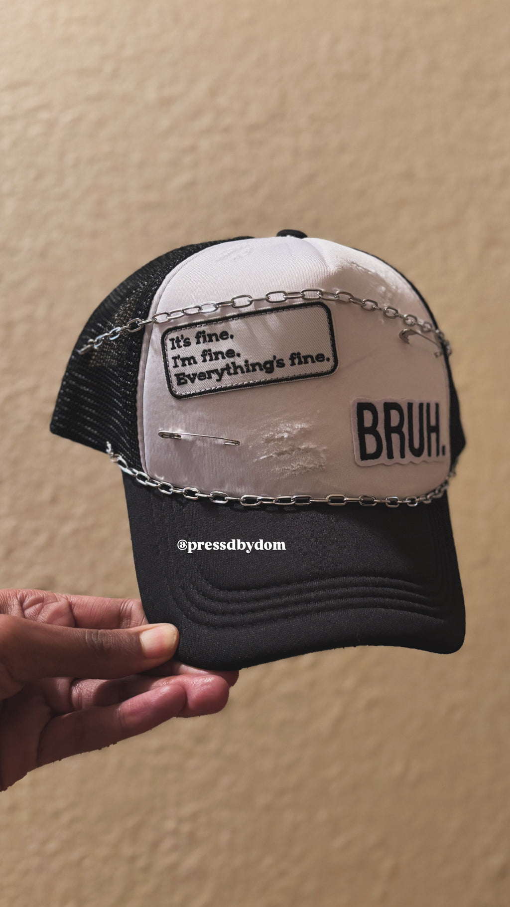 Everything's Fine Distressed Trucker Hat