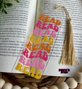 Colorful Groovy Retro READ Repeat Acrylic Bookmark with Tassel