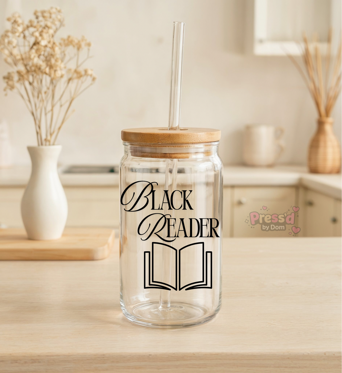 Black Reader 16oz Glass Cup