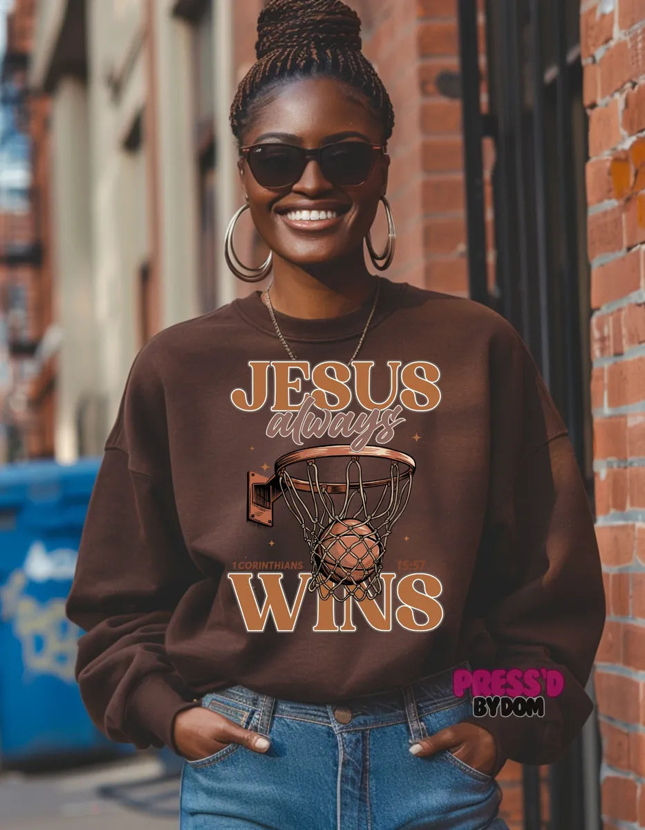 Jesus Always Win Graphic Sweatshirt