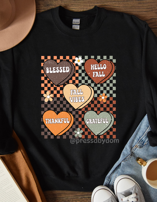 Blessed Thankful Grateful Fall Vibes Sweatshirt | Retro Autumn Pullover