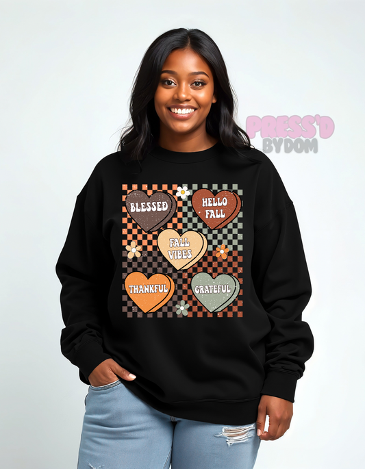 Blessed Thankful Grateful Fall Vibes Sweatshirt | Retro Autumn Pullover