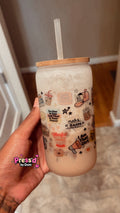 I Am That Girl Motivational Glass Iced Coffee Cup with Bamboo Lid
