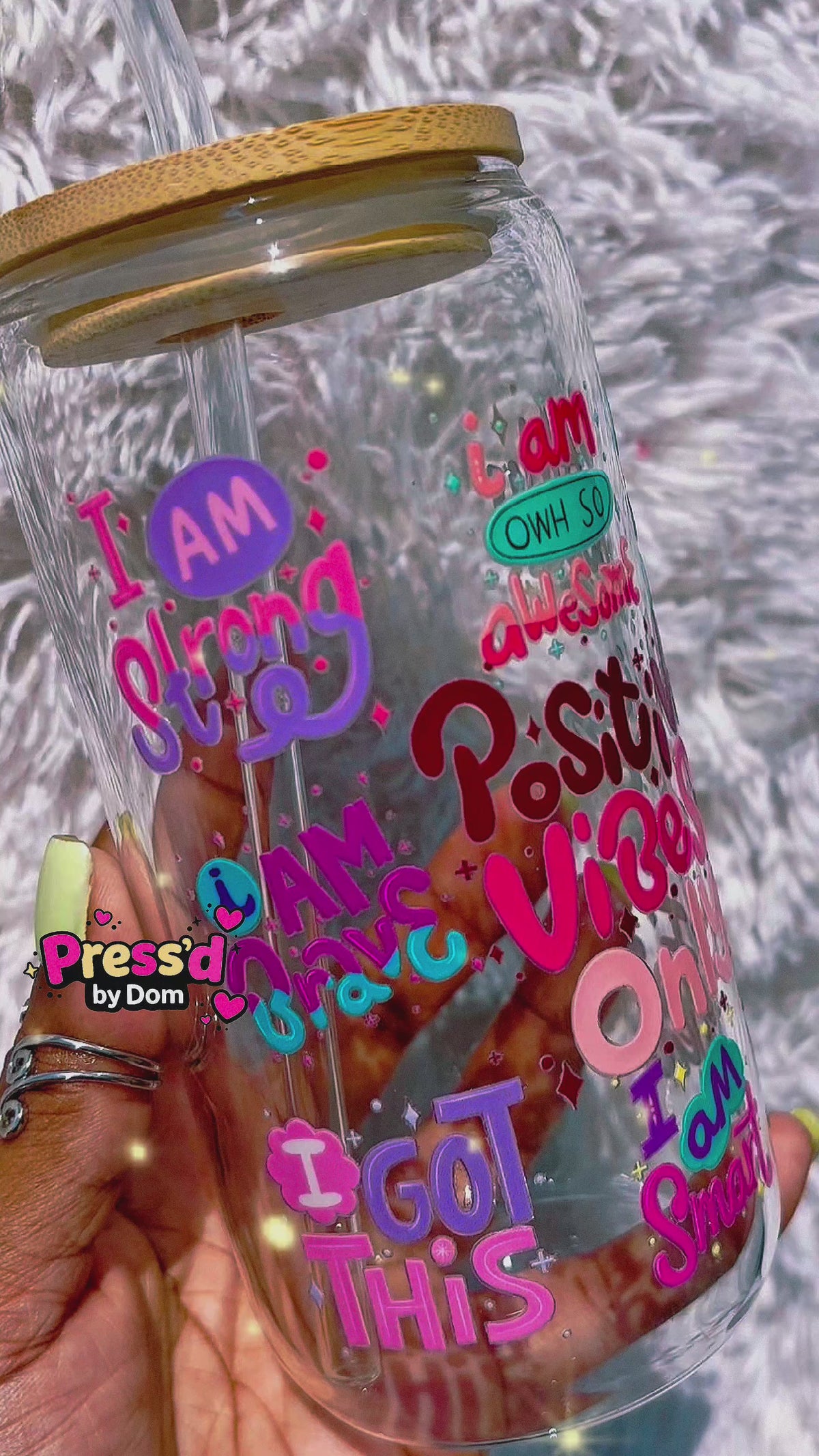 Positive Vibes Only Affirmation 16oz Glass Cup